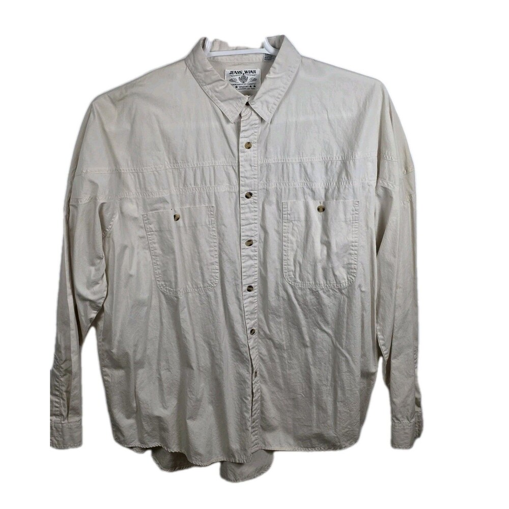 Jeans Wear Trent Men's XL Cream Color Long Sleeve  Button Up Shirt
